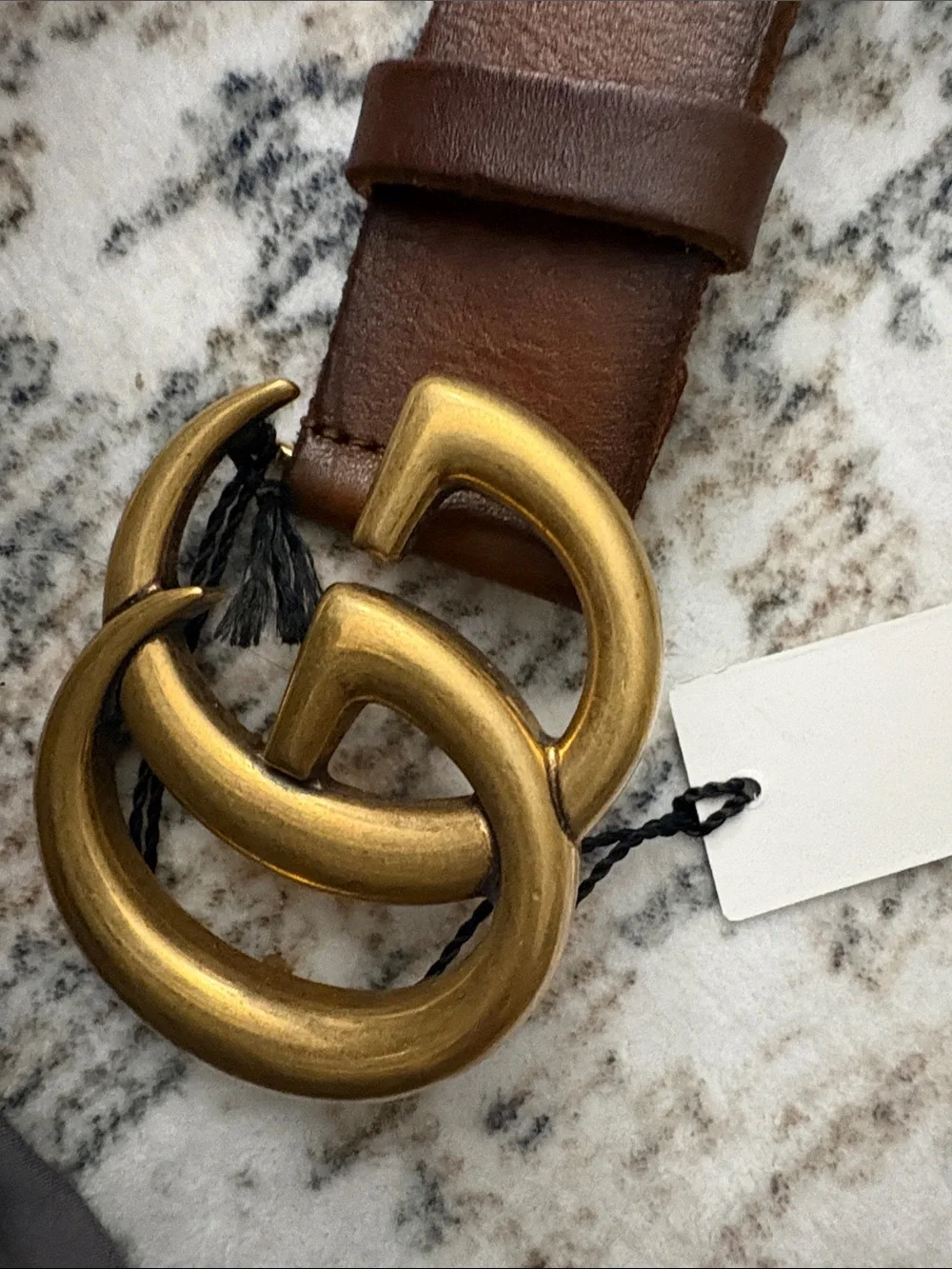 Authentic Gucci GG Marmont Wide Belt Brown Leather